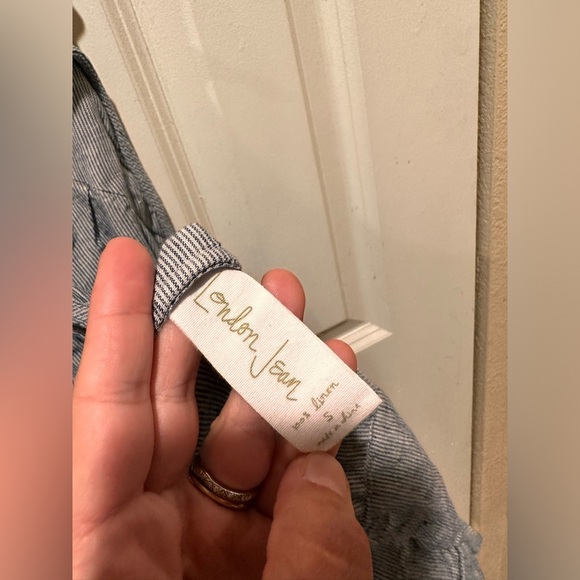 LONDONJEAN Linen100% Striped Romper Lagenlook Boho , size S - Picture 3 of 9